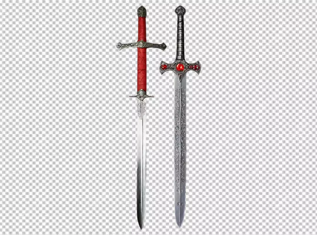Elegant fantasy swords with unique hilt designs and decorative blades