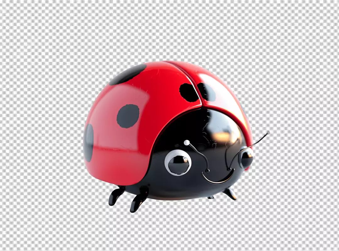 Cute 3D Cartoon Ladybug Insect Character with Red and Black Shell