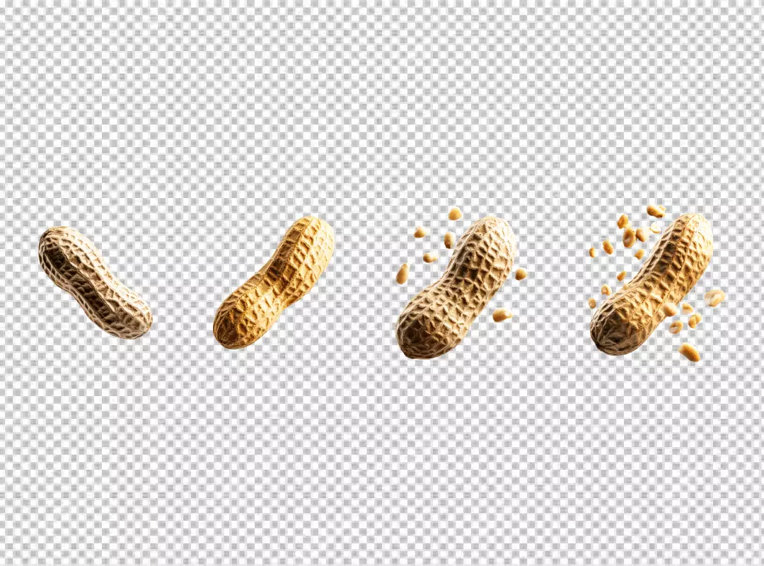 Dynamic Peanuts Falling and Whole with Kernels PNG Cutout for Healthy Snack Design