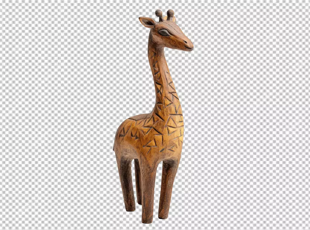 Handcrafted Carved Wooden Giraffe Statue for African Decor and Design Projects