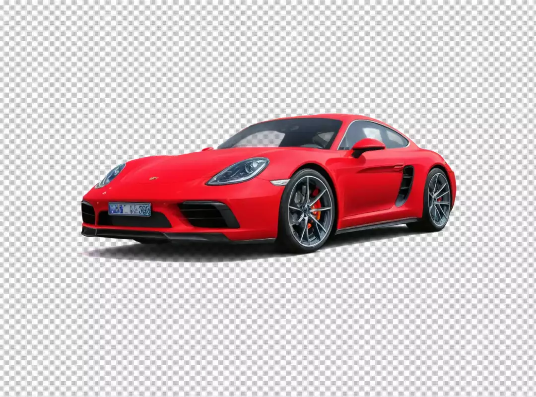 Vibrant Red Porsche 718 Cayman Luxury Sports Car Isolated on White Background
