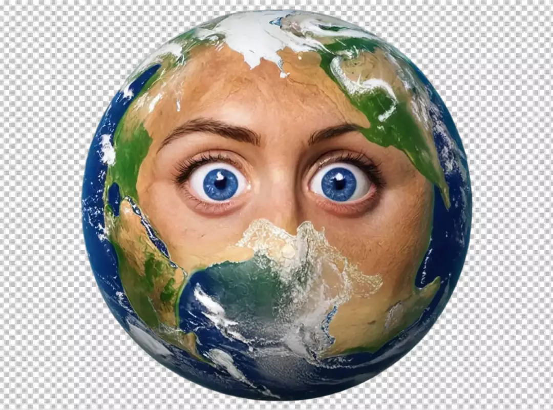 Global Environmental Crisis with Human Eyes Peeking from Distressed Earth