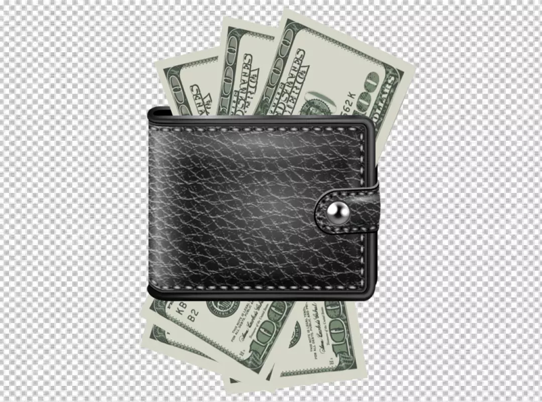 Black Leather Wallet Filled with One Hundred Dollar Bills Cash