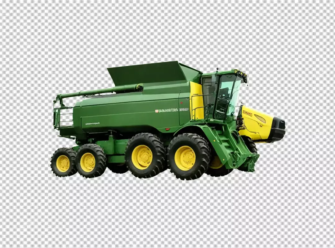 Powerful Green and Yellow Rostselmash Combine Harvester for Modern Agriculture on White Background