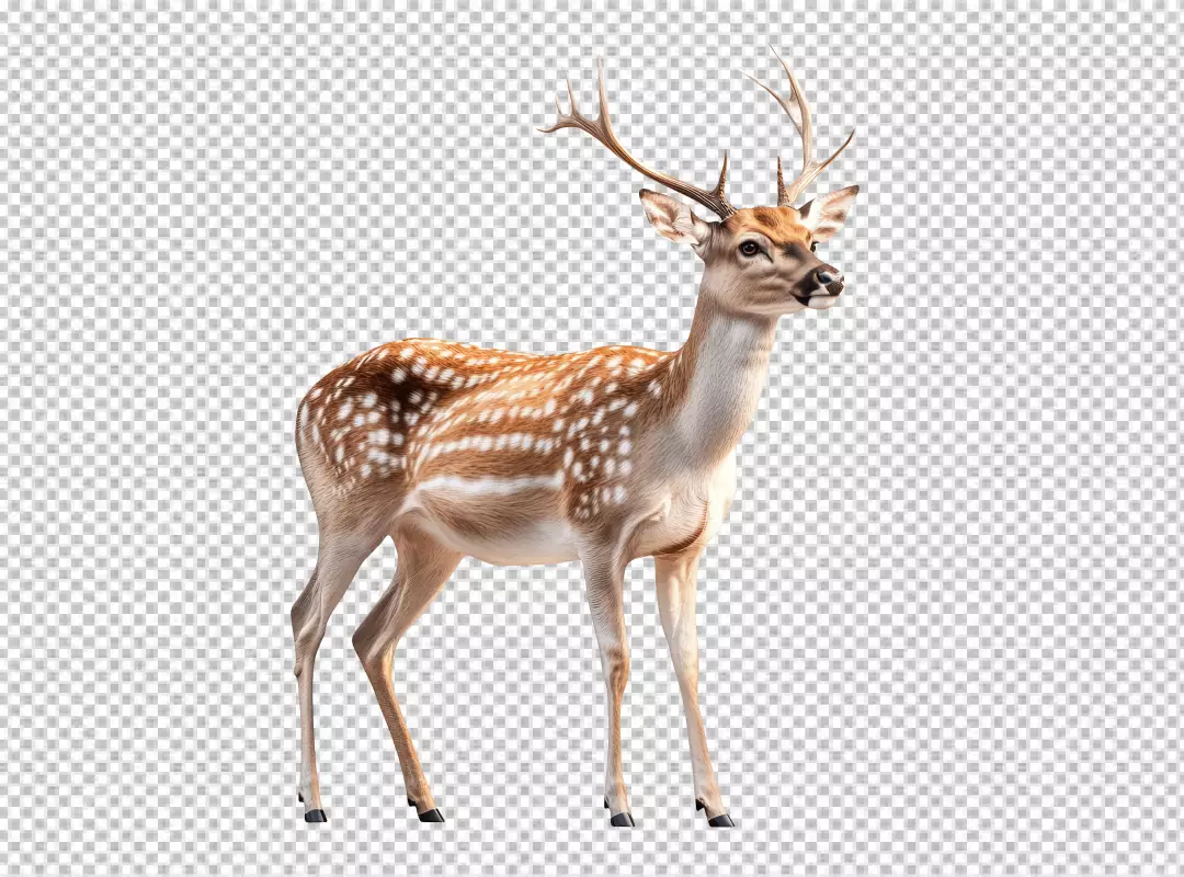 Majestic Spotted Fallow Deer Standing Confidently, Ideal PNG Cutout for Wildlife Designs