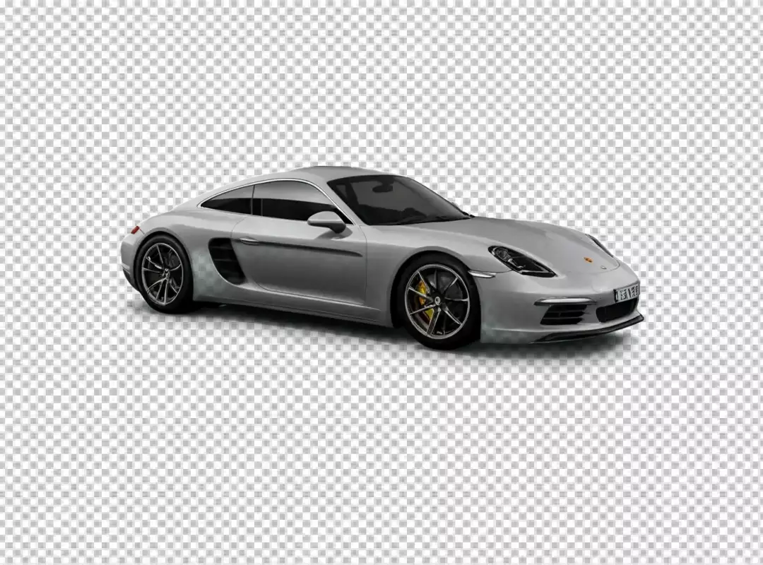 Sleek Silver Porsche Sports Coupe Isolated on Pristine White Background