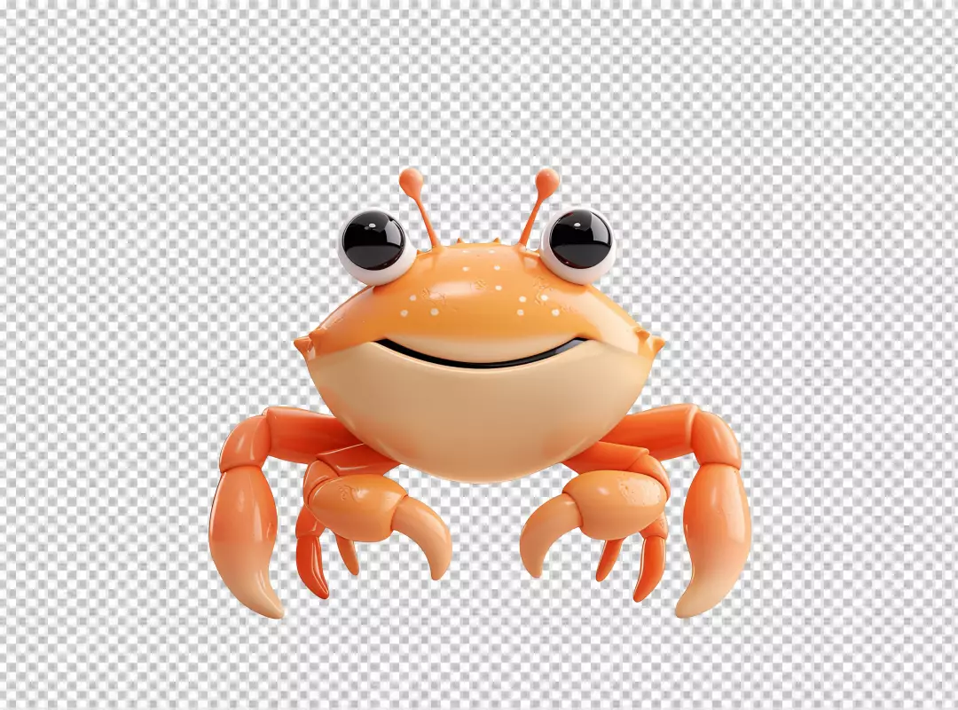 Cute 3D Cartoon Orange Crab Smiling for Fun Kids Designs