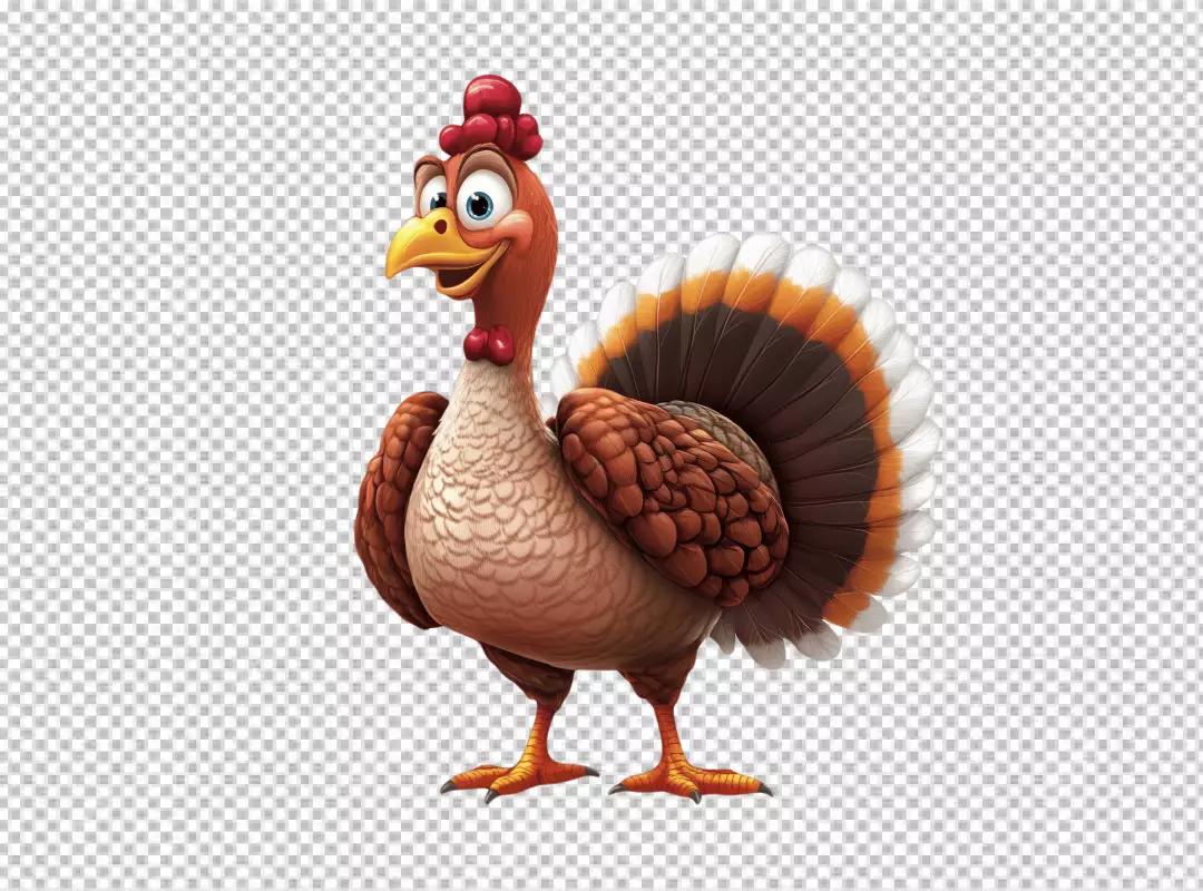 Happy Cartoon Thanksgiving Turkey Character for Festive Holiday Designs