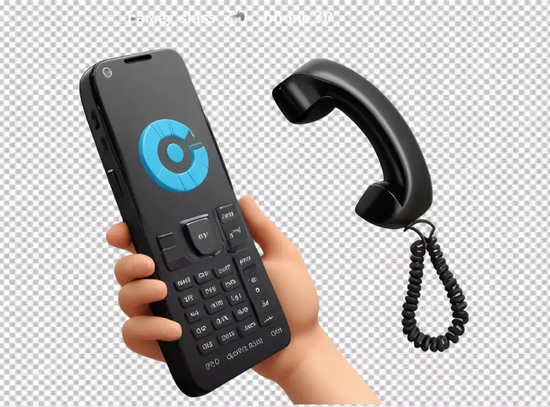 Stylized Hand Holding Modern Smartphone and Retro Telephone Receiver for Communication