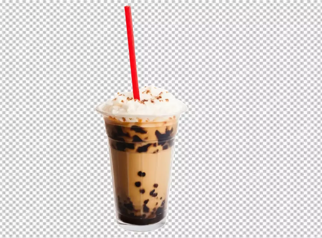 Refreshing Iced Coffee Frappe with Whipped Cream, Sprinkles, and Red Straw