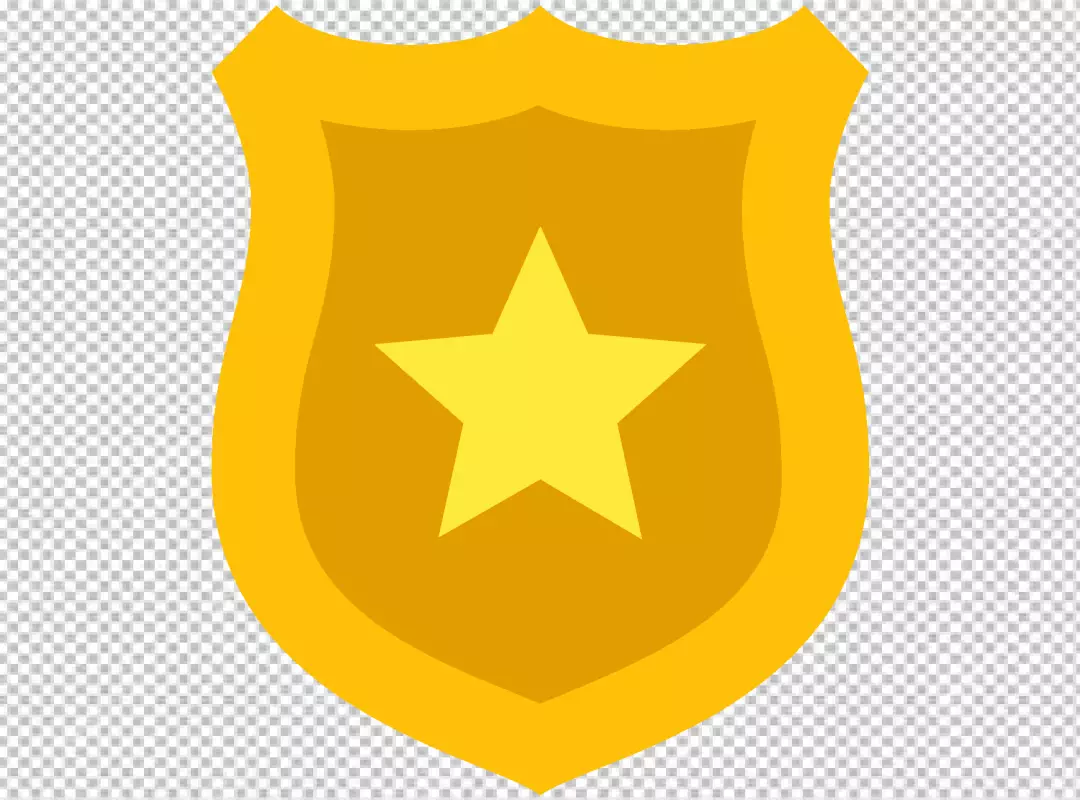 Free Premium PNG Gold Police Badge with Yellow Star Emblem on Black Background