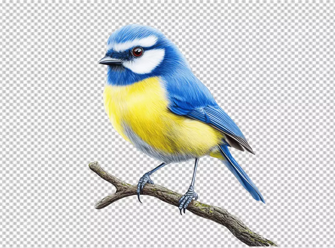 Vibrant Blue Tit Bird Perching on Branch with Colorful Feathers