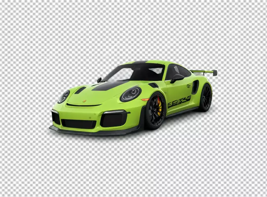 Dynamic Lime Green Porsche GT2 RS Sports Car Isolated on White Background