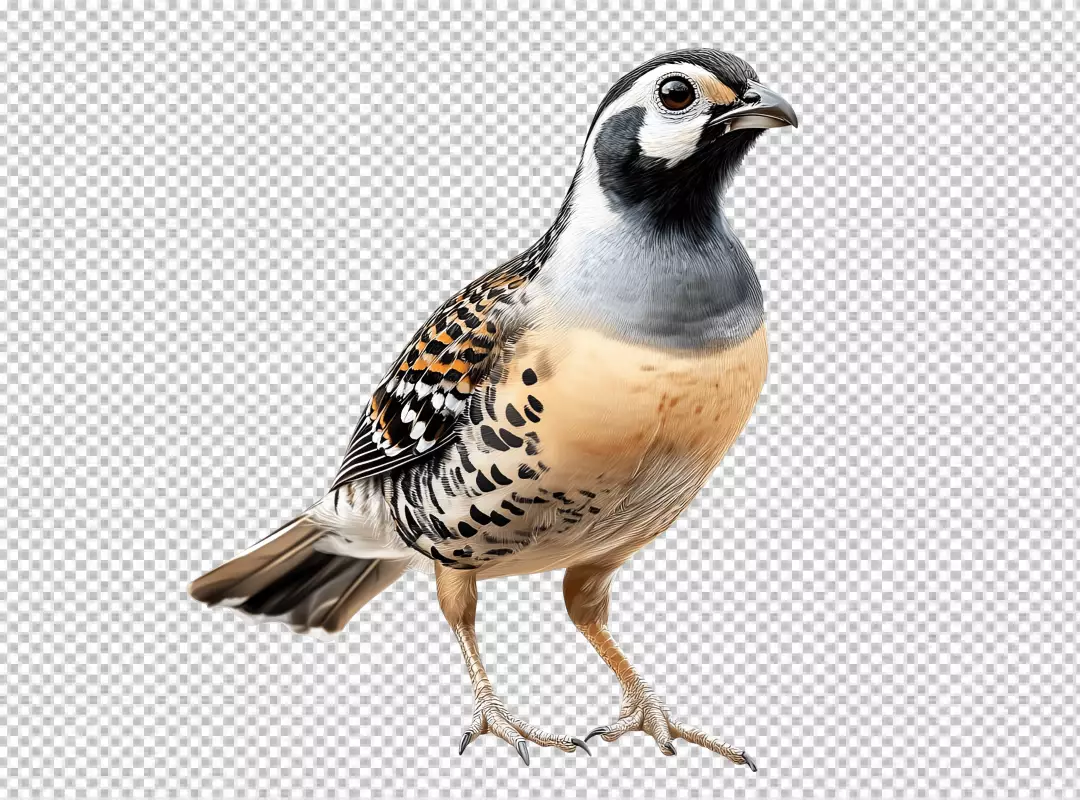 Colorful Quail Bird Standing Digital Art Illustration for Design Projects
