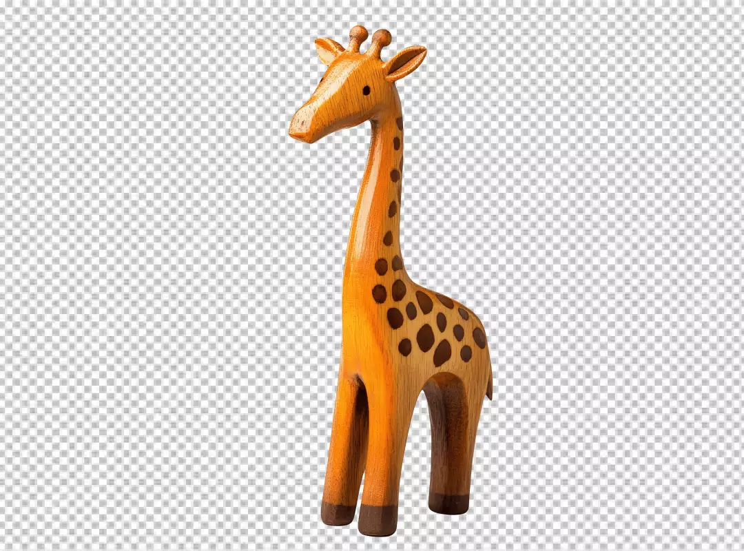 Charming Hand-Carved Wooden Giraffe Figurine for Safari Decor and Design Projects