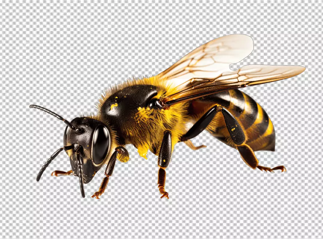 High-Quality Honey Bee Insect Macro PNG for Nature and Pollination Designs