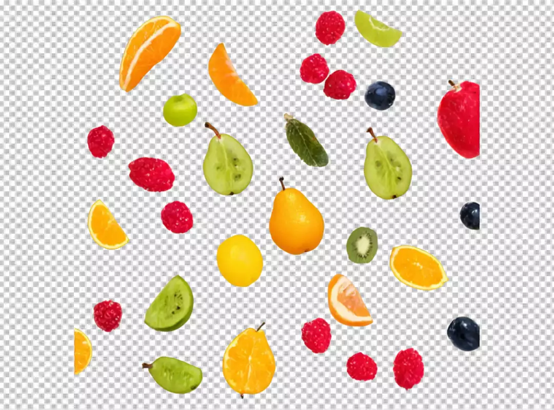 Vibrant Fresh Fruit Medley Assortment Scattered Dynamically Healthy Eating Organic Produce