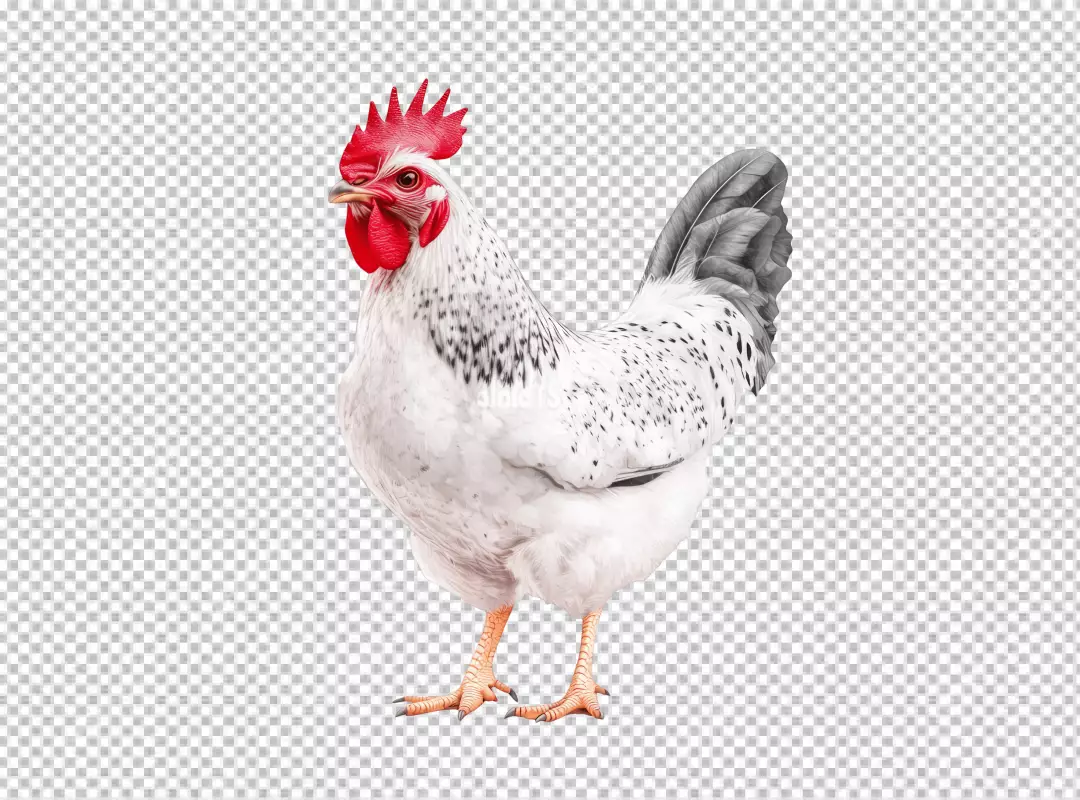 Majestic White Rooster Standing PNG Cutout for Farm Animal Designs