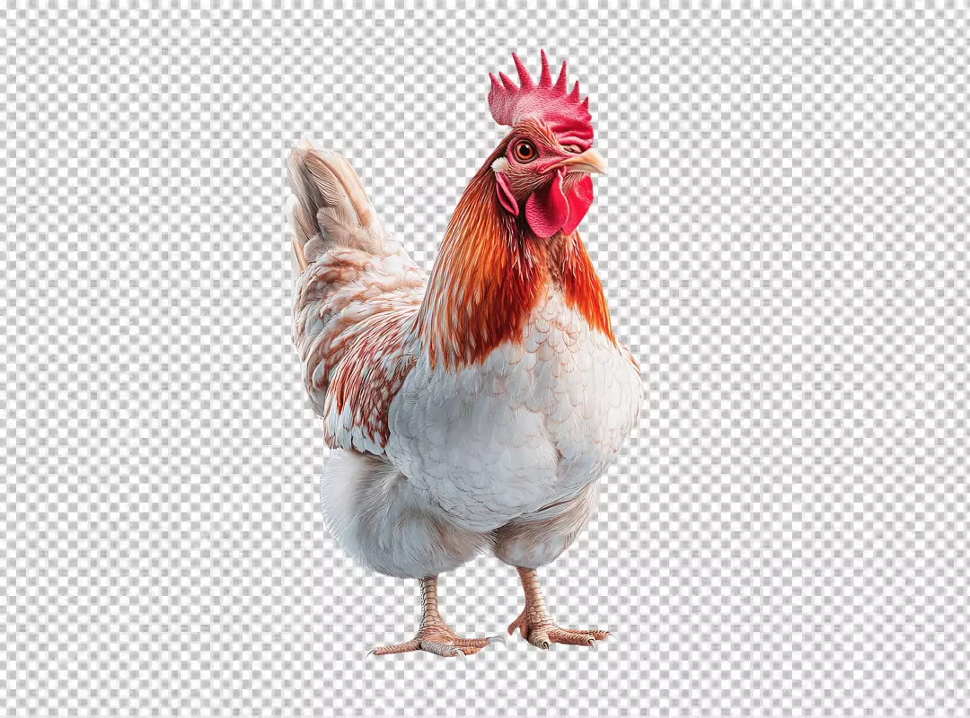 Majestic Farm Rooster with Vibrant Red Comb and White Feathers