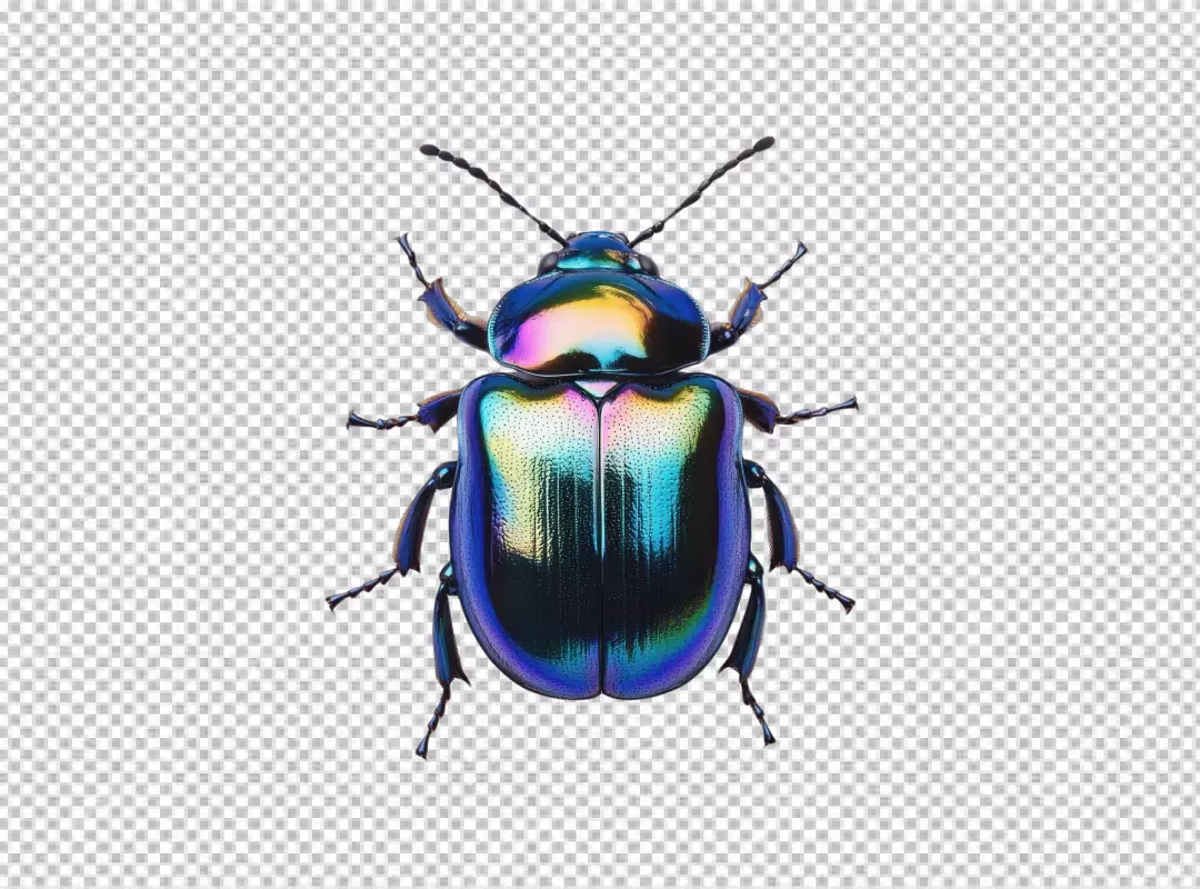 Vibrant Iridescent Beetle PNG Cutout: Stunning Metallic Insect for Design
