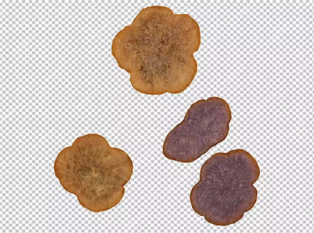 Freshly Sliced Taro Root Pieces with Purple and Beige Hues Isolated