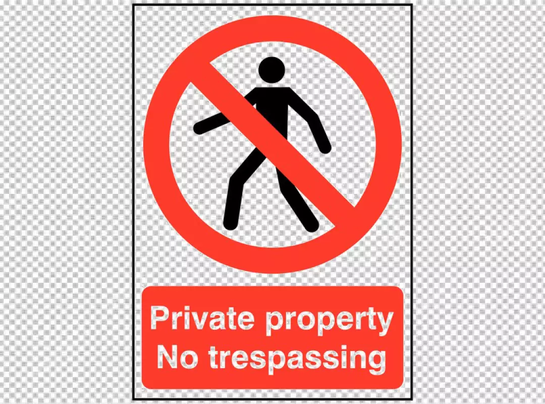 Free Premium PNG Private Property No Trespassing Sign with Person Silhouette