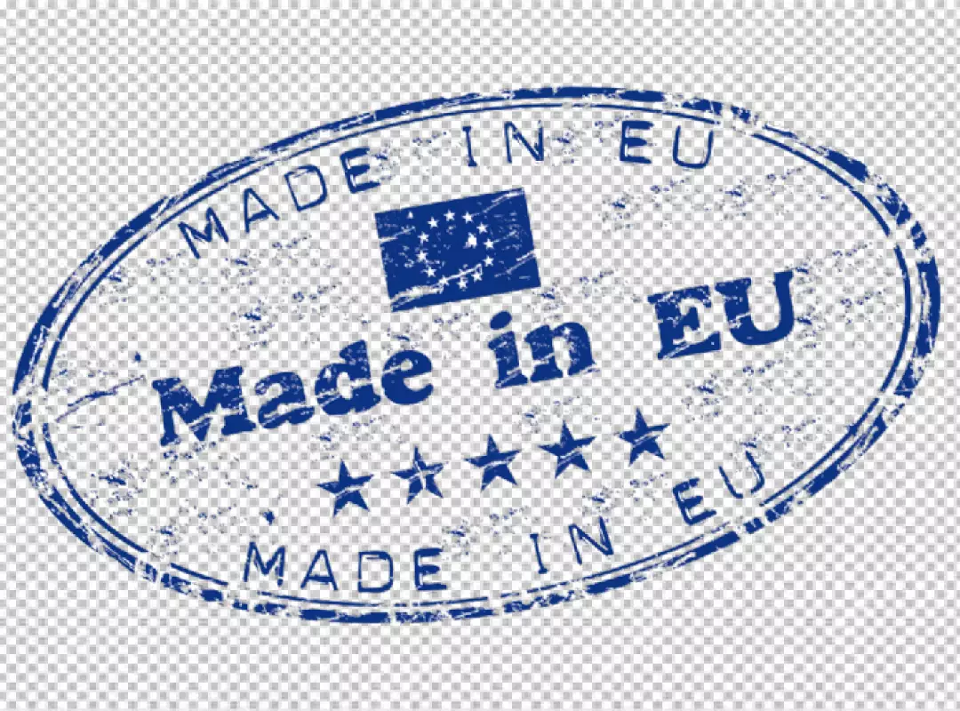 Free Premium PNG Made in EU stamp with stars and distressed texture