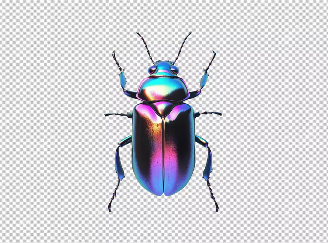 Vibrant Iridescent Beetle PNG Cutout for Nature and Design Projects