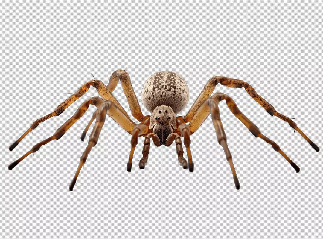 Detailed Brown Spider Front View High-Quality PNG Cutout for Design