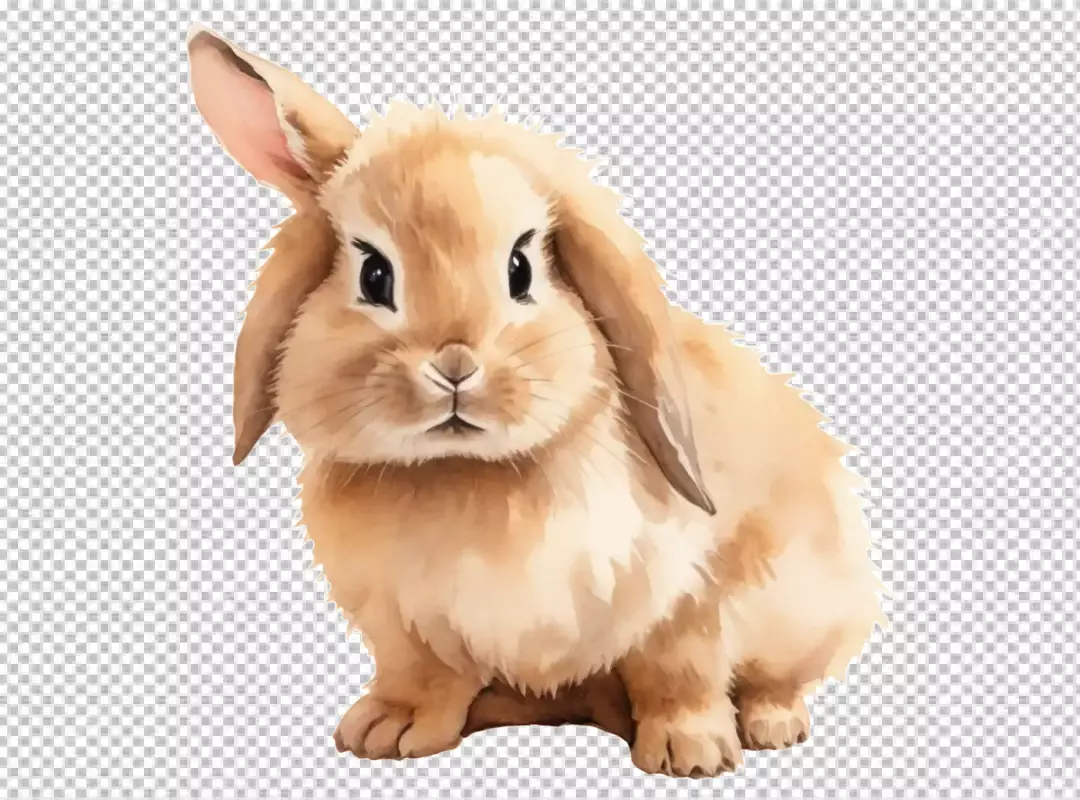 Adorable Watercolor Lop-Eared Bunny Illustration Isolated on White Background