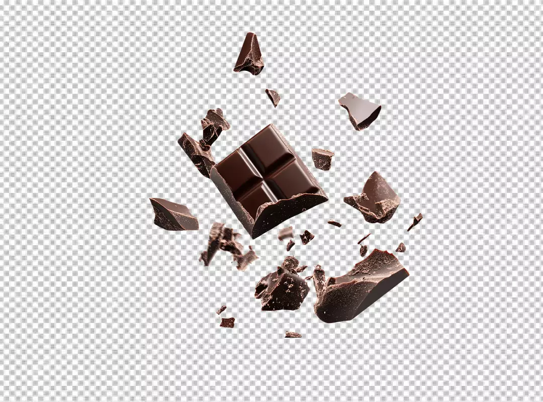 Dynamic Exploding Dark Chocolate Pieces PNG Cutout for Sweet Dessert Designs