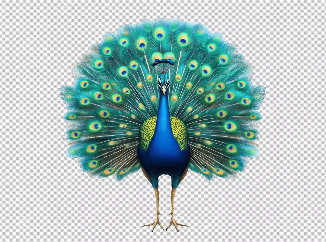 Majestic Peacock Displaying Vibrant Feathers in Full Fan for Design