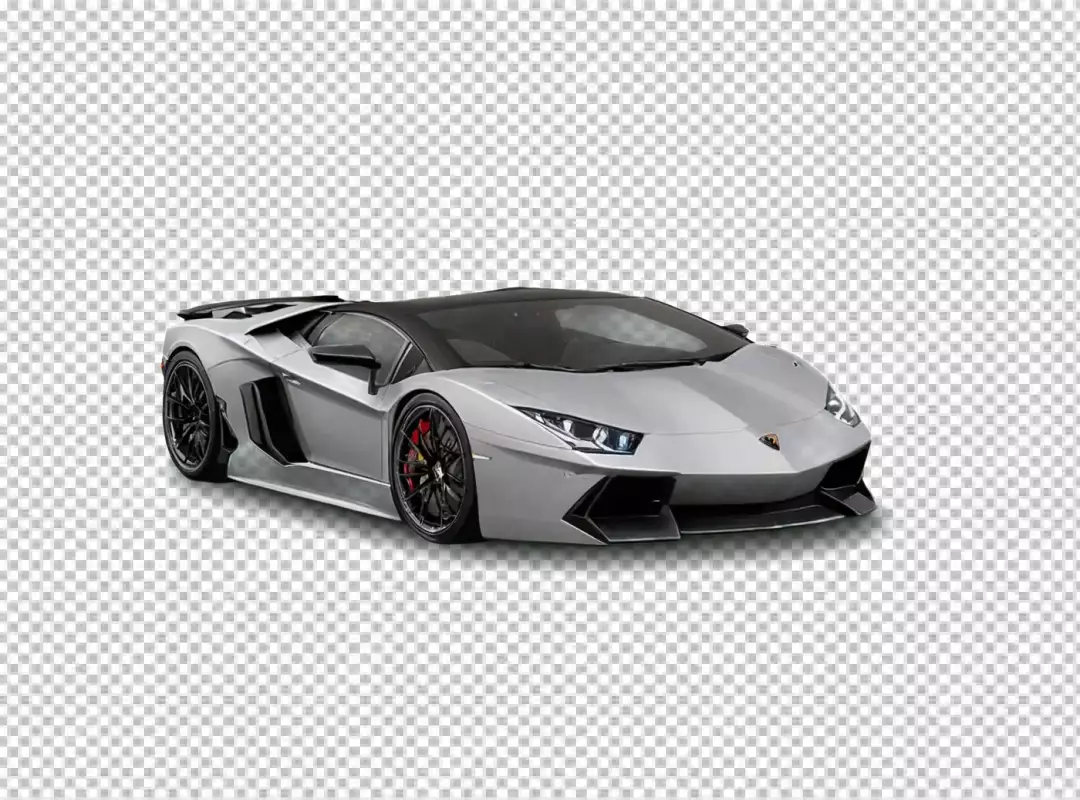 Sleek Silver Lamborghini Aventador Supercar Isolated on White Background