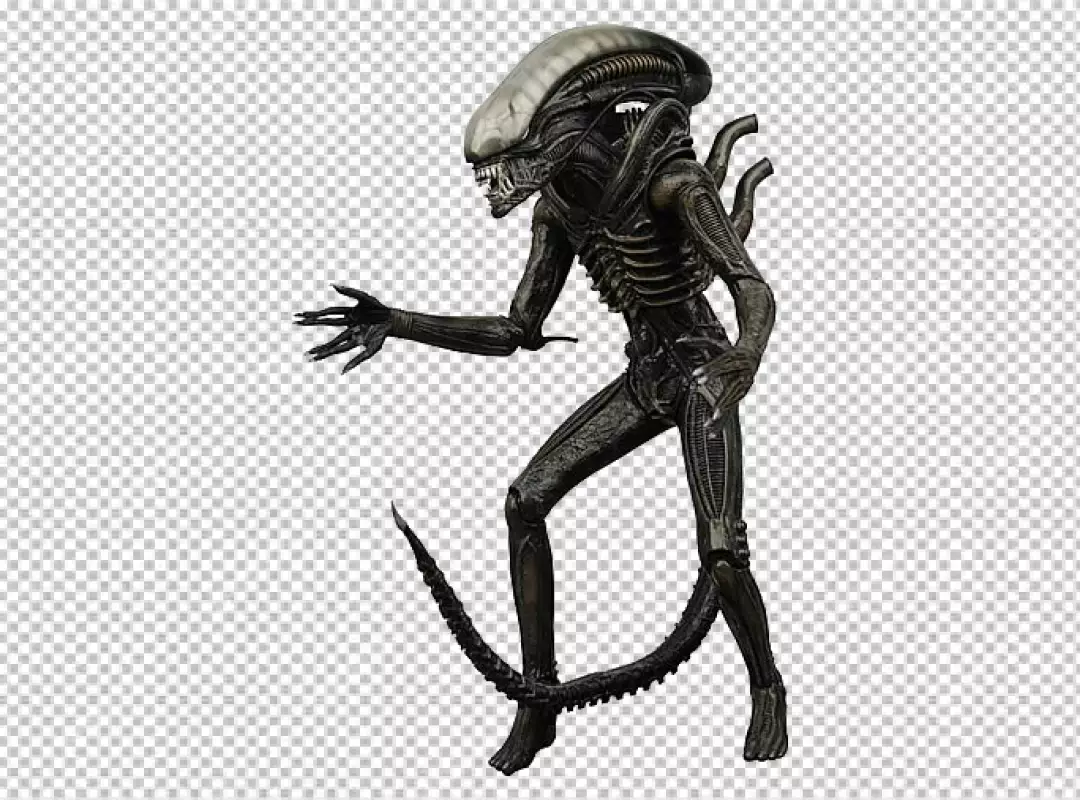Free Premium PNG Detailed Biomechanical Xenomorph Alien Creature Action Figure for Sci-Fi Horror Fans