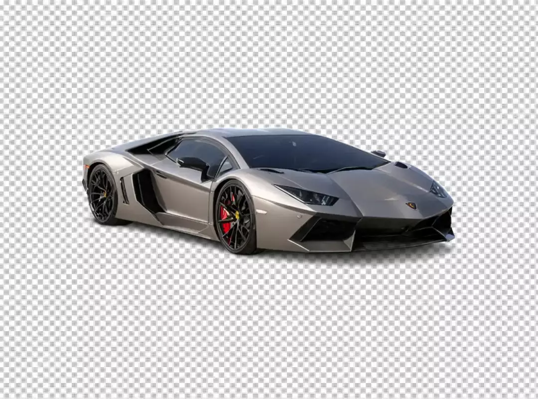 Luxurious Grey Lamborghini Aventador with Red Brake Calipers and Sleek Black Wheels