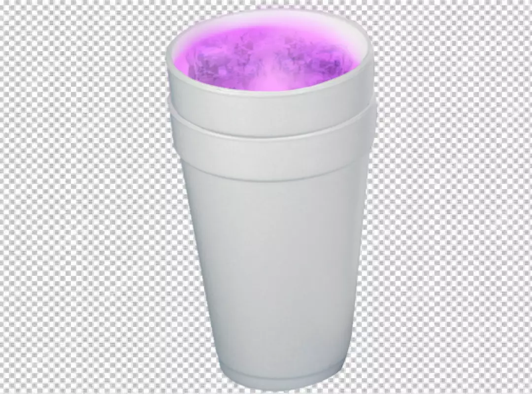 Glowing Purple Liquid in Styrofoam Cup with Mysterious Haze and Neon Light
