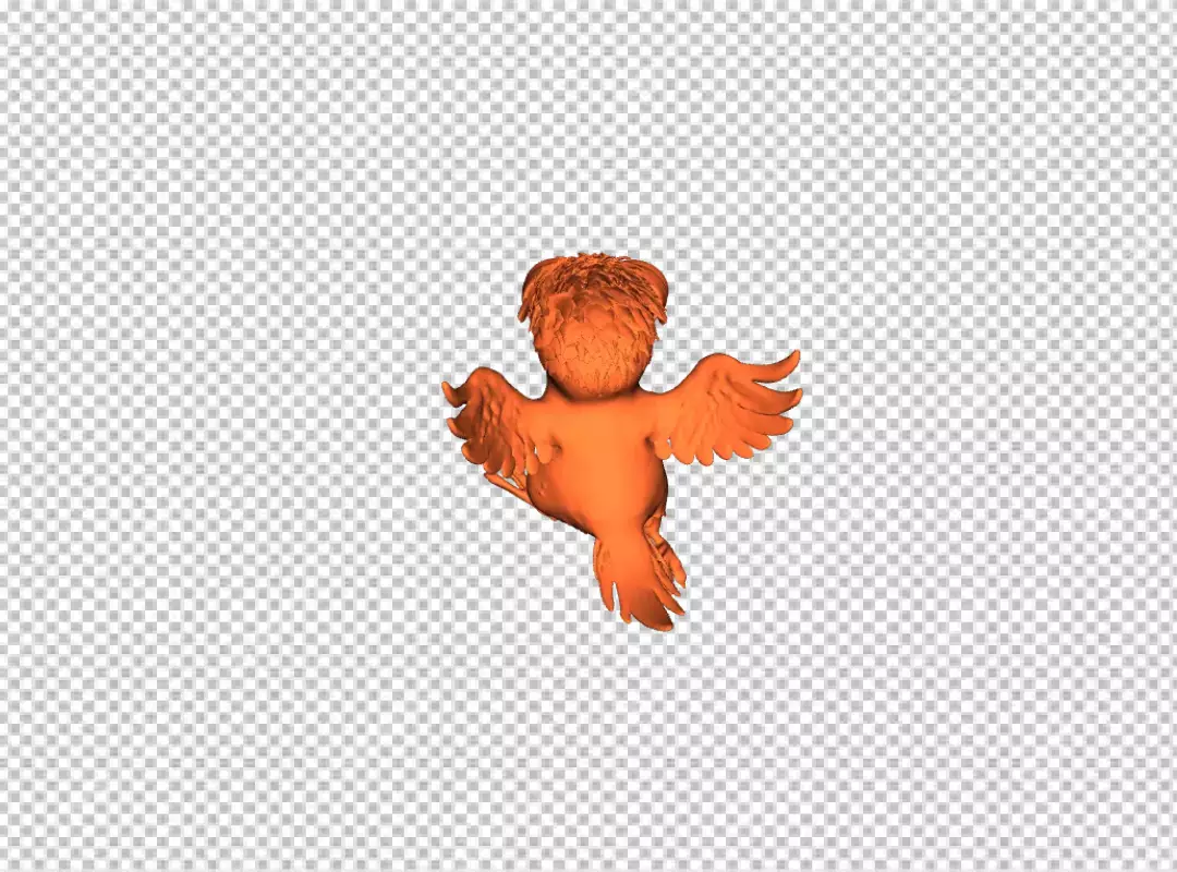 Cute Orange 3D Rendered Bird Character with Wings Flying on Black Background