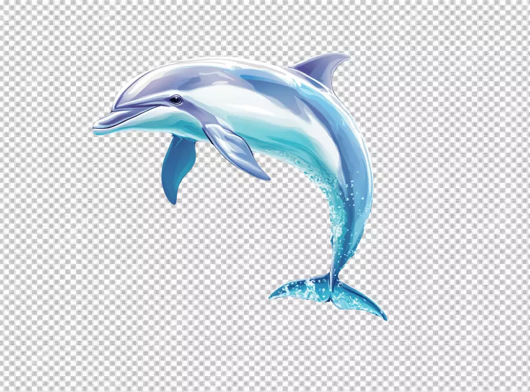 Vibrant Blue Dolphin Jumping in Dynamic Digital Art