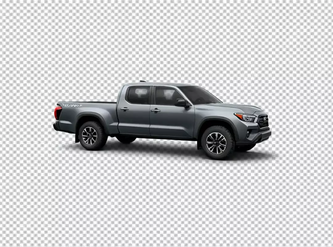 Modern Grey Pickup Truck Side View Isolated on White Background for Automotive Display
