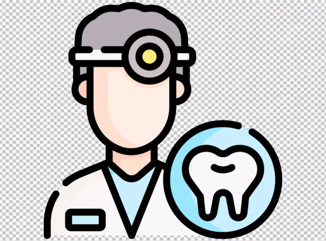 Professional Dentist Icon with Head Mirror and Healthy Tooth Symbol Flat Design