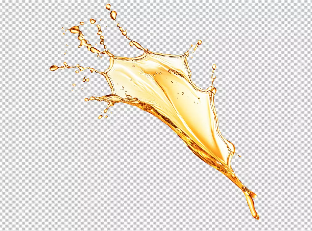 Dynamic Golden Beverage Splash Art PNG for Creative Design