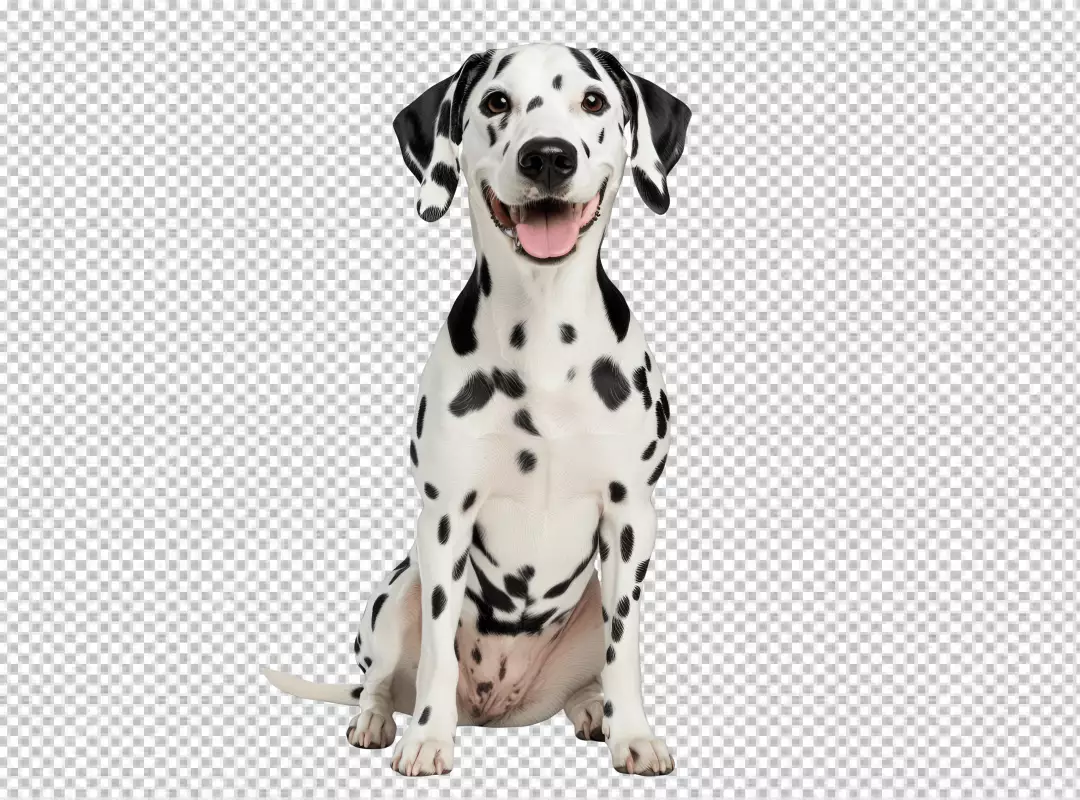 Cute Happy Dalmatian Dog Sitting and Smiling for Pet Lovers Designs