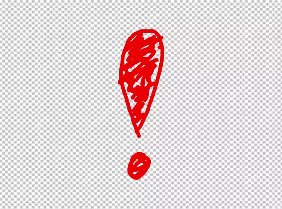 Free Premium PNG Red exclamation mark symbol drawn with rough strokes on a black background