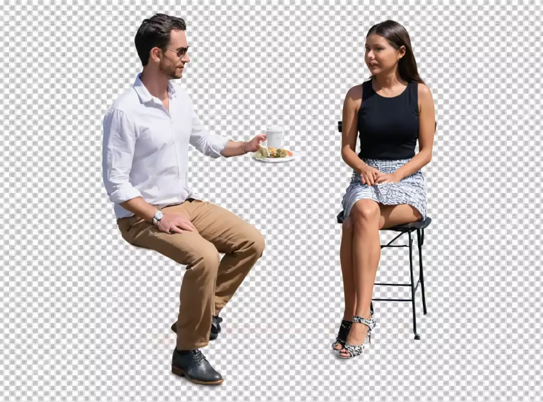 Stylish Couple on a Casual Outdoor Cafe Date with Coffee and Meal