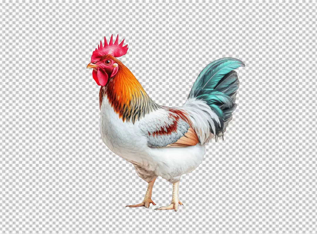 Vibrant Colorful Rooster PNG Cutout for Farm Animal Designs