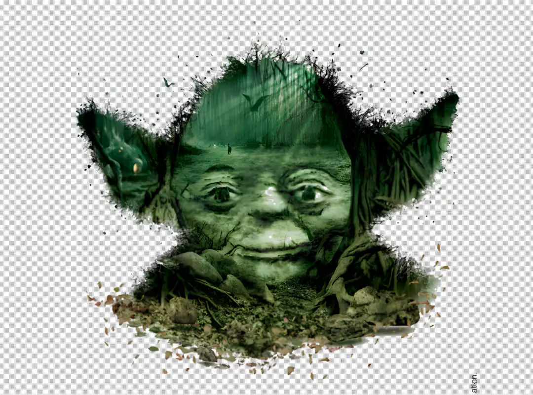 Free Premium PNG Yoda Forest Landscape Art PNG