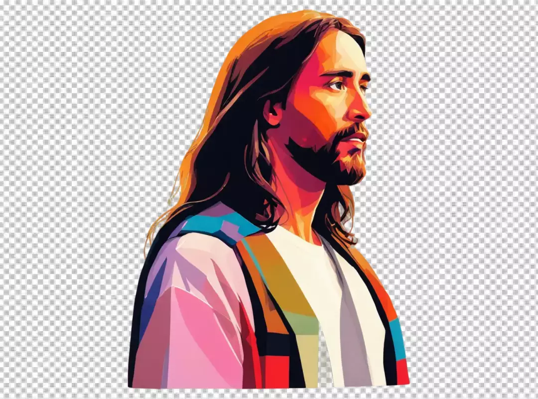 Vibrant Pop Art Illustration of Jesus Christ Modern Stylized Portrait with Bold Colors