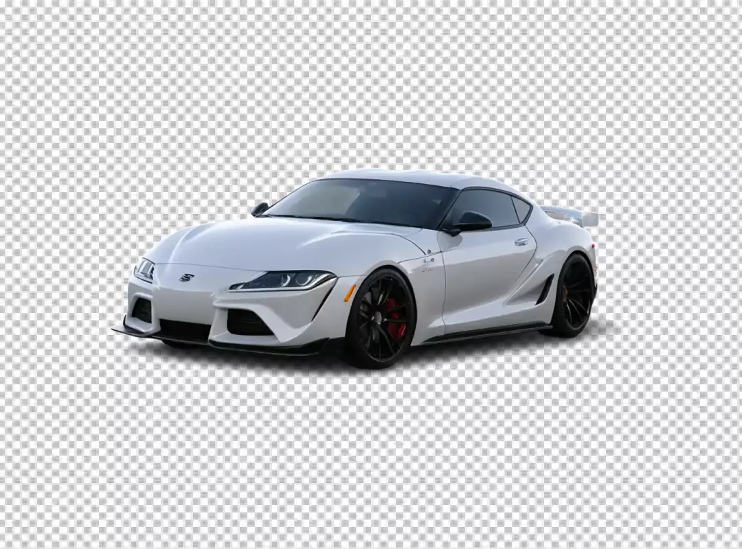 Sleek White Modern Sports Car with Aggressive Styling and Dynamic Presence