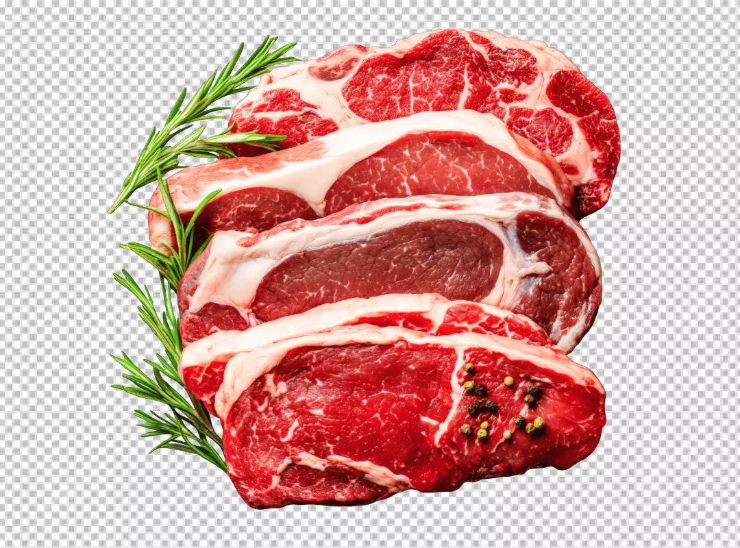 Fresh Raw Beef Steaks with Rosemary and Peppercorns for Gourmet Cooking