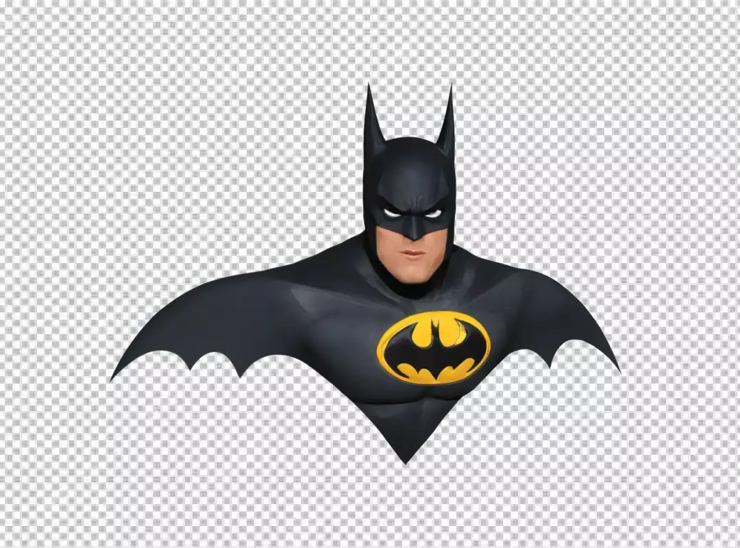 Classic Batman Superhero Bust with Iconic Yellow Bat Logo on Black Suit